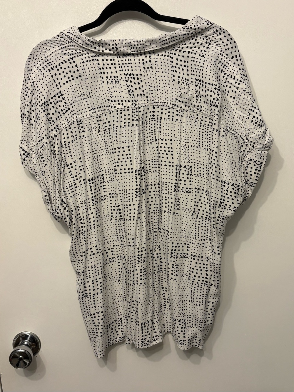 Velvet Heart Spot-Print Button-Up Shirt - White/Black by - Picture 3 of 3